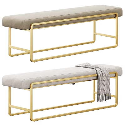 Modern sofa stool fourhands beige cushion footstool bench 3d model