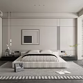 Modern Minimalist Bedroom Interior Design With Clean Lines Framed Artwork And Area Rug
