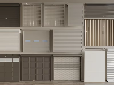 Different Kinds Of Roller Shutters Blinds And Garage Doors On 3d model