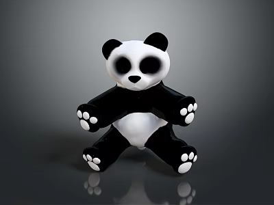 Adorable Black And White Panda Plush Toy Sitting With Open Arms 3d model