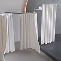 White Modern Curtains With Simple Design Hanging On Metal Rod For Home Decor