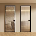 Black Frame Swing Doors With Cracked And Ribbed Textured Glass Interior Design