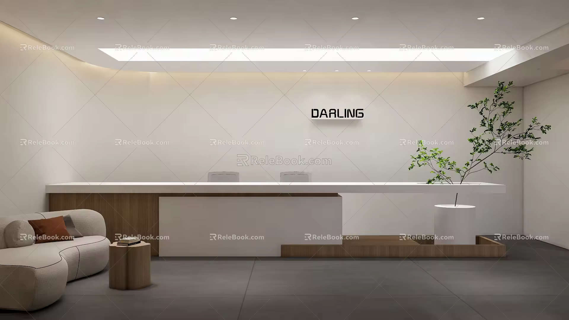 Wind simple office space front desk 3d model