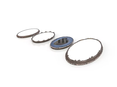 Round Decorative Mirrors With Metal Frames In Silver And Blue Tones For Home Decor 3d model