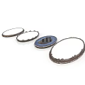 Round Decorative Mirrors With Metal Frames In Silver And Blue Tones For Home Decor