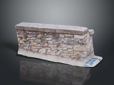 Rough Stone Low Wall Structure With Slab Base And Textured Surface 3d model
