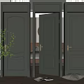 Elegant Modern Gray Hinged Doors With Panel Design For Home Interior 3d model