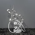 Instagrammable Photo Spot with Black Branches White Cotton Flowers Wooden Base White Rings