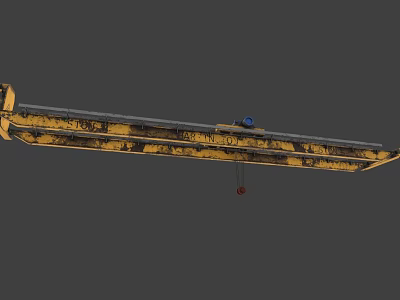 Industrial Factory Yellow Crane Arm With Metal Structure And Hanging Hook 3d model