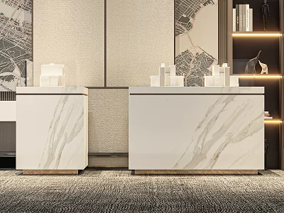 Elegant Modern Bathroom Vanity Design With Double Sink And Marble Countertop 3d model