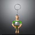 Decorative Cartoon Character Keychain With Green Shirt Red Shorts And Key Ring