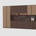 Modern Wooden Wine Cabinet With Rattan Grille Lighting Drawers And Built in Appliance