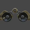 Vintage Military Weapon Binoculars With Leather Grip And Brass Components Design
