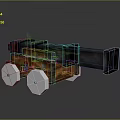 Detailed Pixel Style Cannon Model with Wooden Carriage White Wheels and Black Barrel