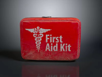 Red First Aid Kit With Medical Symbol For Home Emergency Safety Supplies 3d model
