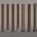 Chinese style wooden column square column cylindrical building component 3d model