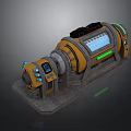 Industrial Sci Fi Equipment Structure With Yellow Cylinder Black Components And Green Lights