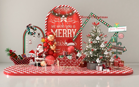 Christmas Day Beauty Chen Activities Commercial Beauty Chen Christmas Tree Christmas Eve Gift Box Santa Claus Snowman Christmas Photo Card Point Christmas Sled Elk Fawn 3d model