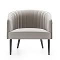 Modern Beige And Brown Accent Chair With Tufted Design Curved Armrest And Black Tapered Legs