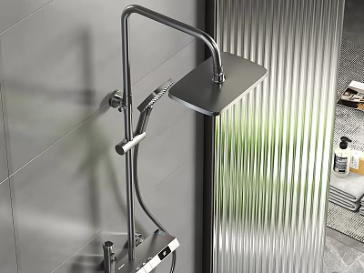 Modern Chrome Square Rain Shower Head With Handheld Sprayer And Digital Control 3d model