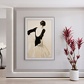 Modern Figure Painting Art Hanging Painting Decorative Painting Ballet Figure Painting Green Plant 3d model