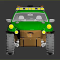 Green Small Off Road Vehicle With Orange Roof Rack And Large Tires