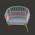 Modern Rattan Armchair With Light Wood Frame And White Cushion Design