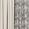 Light Colored Checkered Curtains And Dark Floral Patterned Drapes Design 3d model