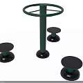 Modern Green Metal Side Table With Circular Top Ring And Black Round Platforms 3d model