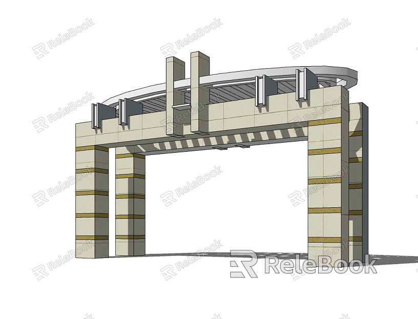 Modern gate entrance sentry box model