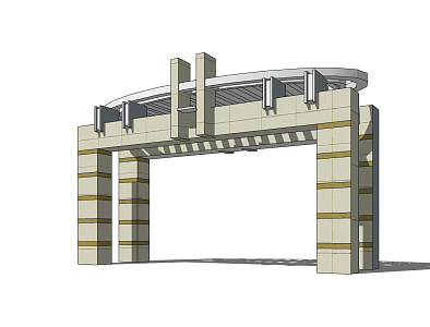 Modern gate entrance sentry box 3d model