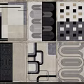 Modern Square Rugs Collection with Geometric Patterns and Neutral Color Designs 3d model