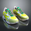 Bright Yellow And Green Sports Sneakers With White Accents And Modern Lace Up Design