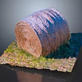 Round Hay Bale Resting on Green Grass in Outdoor Rural Setting