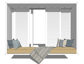 Modern Bay Window Cushion Combination 3d model