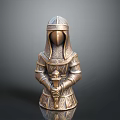 Metallic Knight Shaped Decorative Figurine With Ornate Design For Home Decor