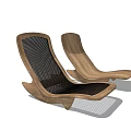 Modern Wooden Lounge Chair Featuring Mesh Back And Solid Wood Frame Design 3d model