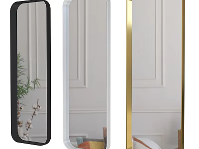 Modern Full Length Mirrors with Black White Gold Frames for Interior Decor 3d model