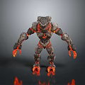 3D Lava Monster Model With Rock Body Flowing Lava And Flaming Limbs