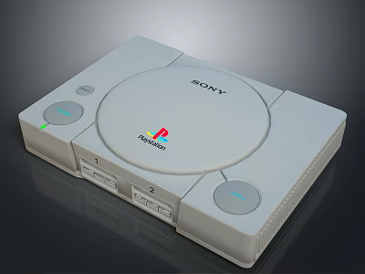 Classic Sony PlayStation Gaming Console With Dual Controller Ports And Logo 3d model