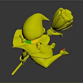 Green Skinned Witch Wearing Purple Hat And Outfit Riding Broomstick With Orange Head