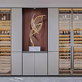 Elegant Modern Wine Cabinet With Glass Doors LED Lighting And Multiple Wine Racks