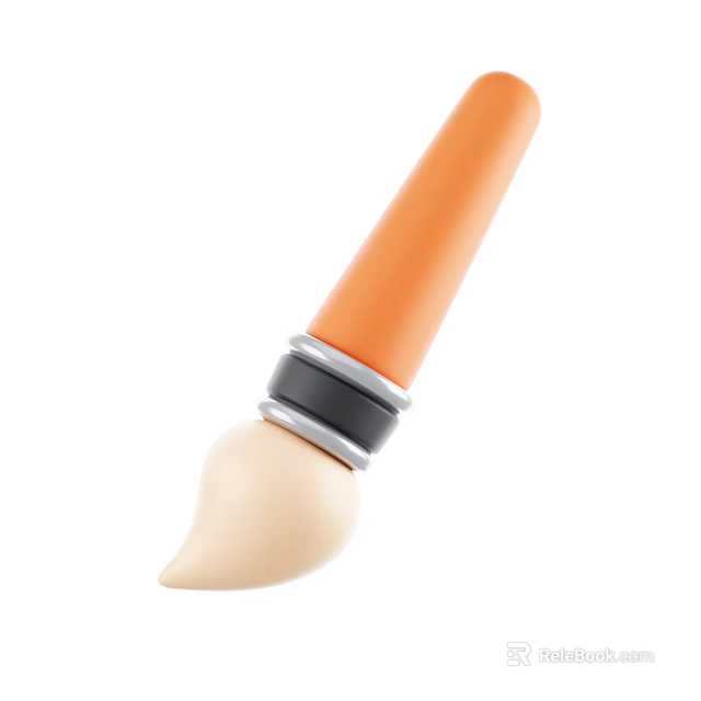 Orange Barrel Pen With Silver And Black Rings And Beige Tip Design 3d model 