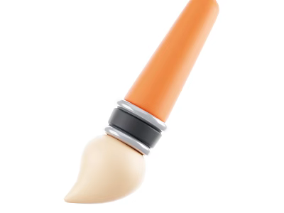 Orange Barrel Pen With Silver And Black Rings And Beige Tip Design 3d model