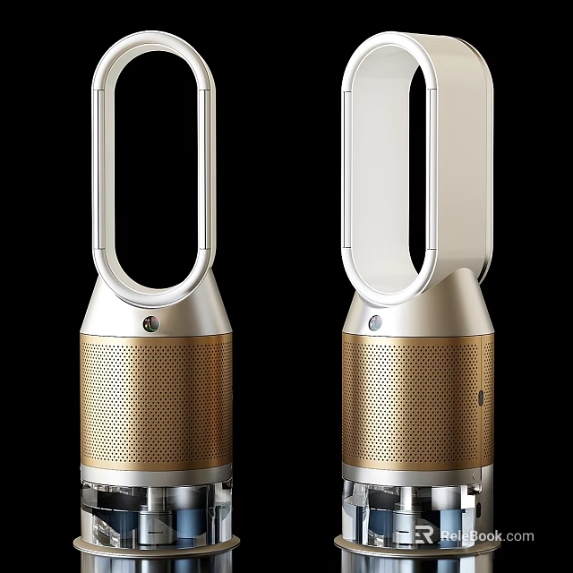 Stylish Gold And White Air Purifier Fans Design 3d model 