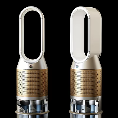 Stylish Gold And White Air Purifier Fans Design 3d model