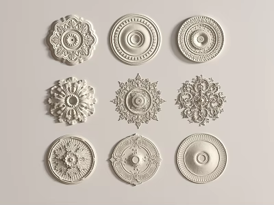European-style Carved Corner Flower Lamp Plate Carved European-style Carved 3d model
