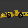 Electric Toy Yellow Loader with Large Front Bucket Black Tires and Green Details