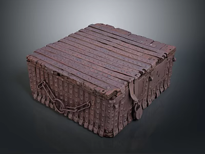 Vintage Handcrafted Wooden Storage Box With Metal Clasps And Leather Handle For Home Organization 3d model