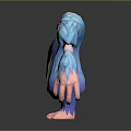 Game Movie Character With Blue Fur Purple Belly And Pink Limbs Open Mouth